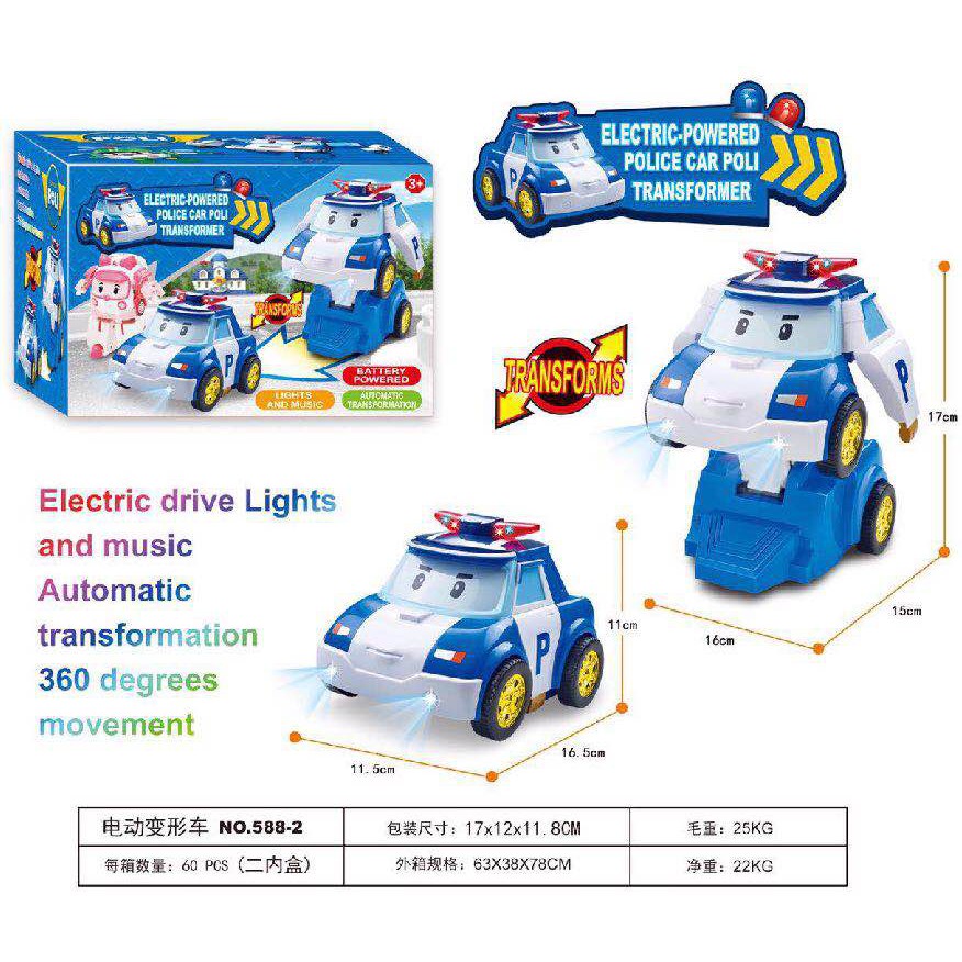 AKBAR ROBOCAR POLI BIRU MOBIL MUSIK BATERAI TRANSFORMER