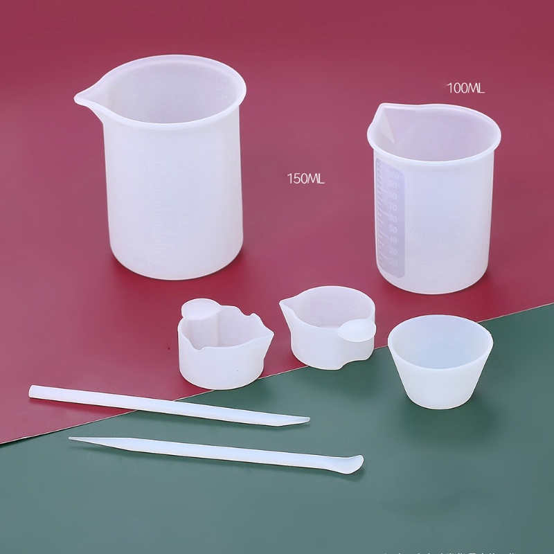 SIY  1 Set Silicone Measuring Cups Nonstick Stirrer Sticks Clear Glue Mixing Cups Kit
