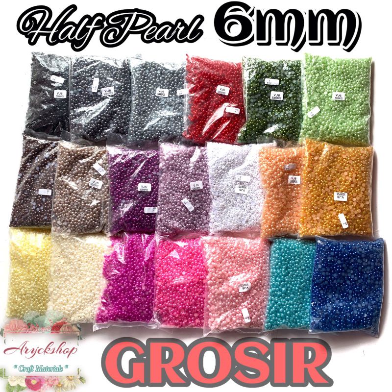 HALFPEARL GROSIR 6mm | Mutiara belah bahan craft Bahan Tasbih Digital