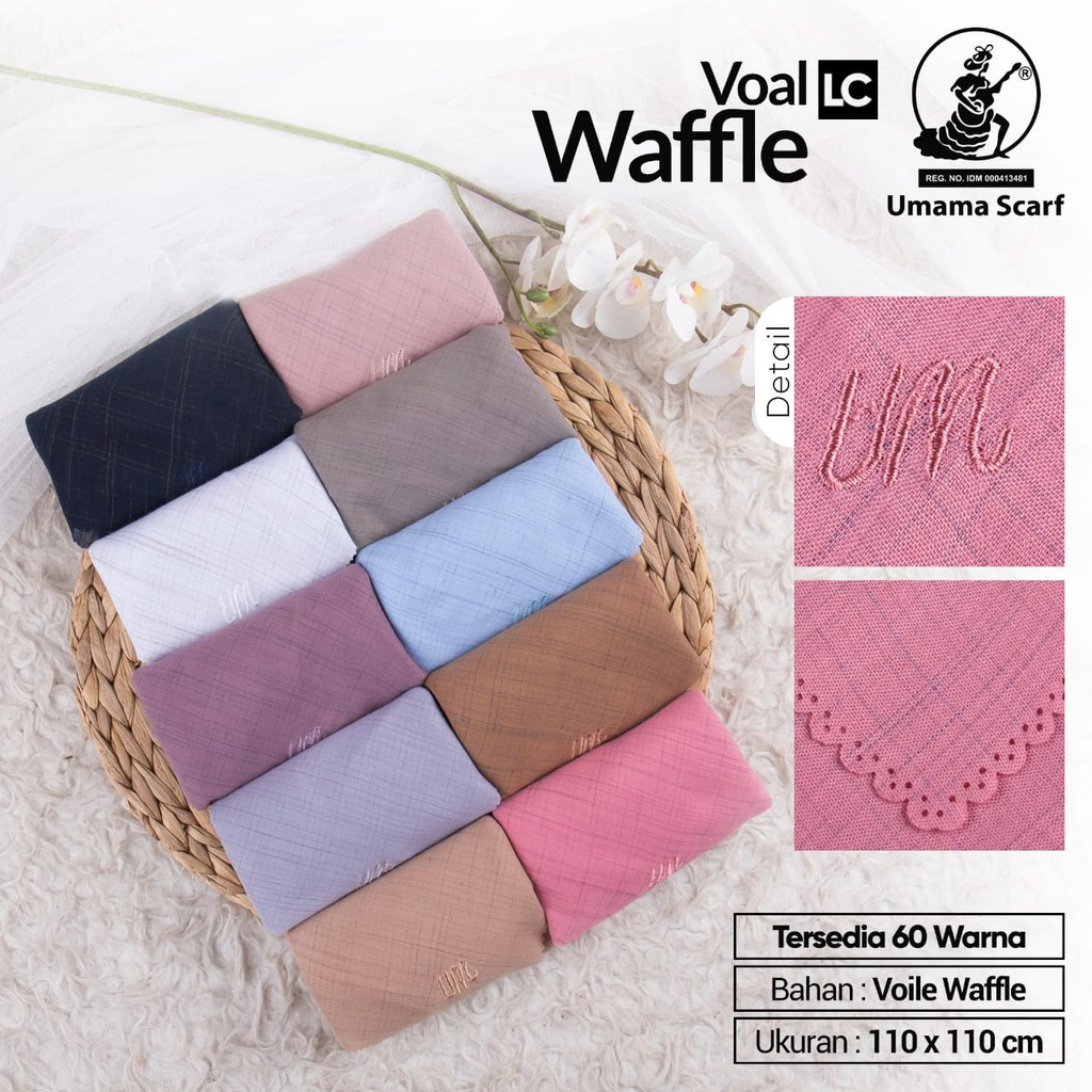 HIJAB SEGIEMPAT VOAL WAFFLE LASER CUT UMAMA ORIGINAL