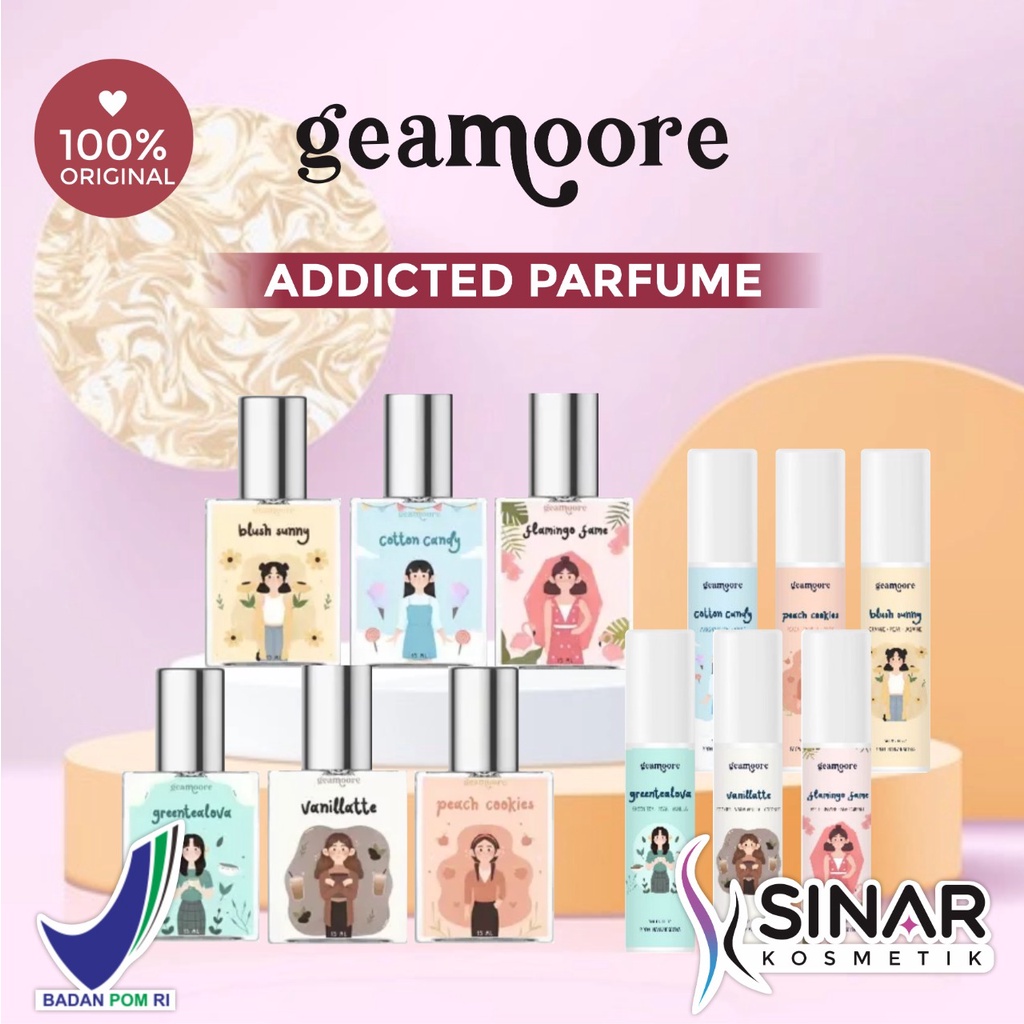 Geamoore Parfume Addicted Series Spray &amp; Roll On | Blush Sunny | Vanillatte | Flamingo Fame | Cotton Candy | Greenteaalova | Peach Cookies