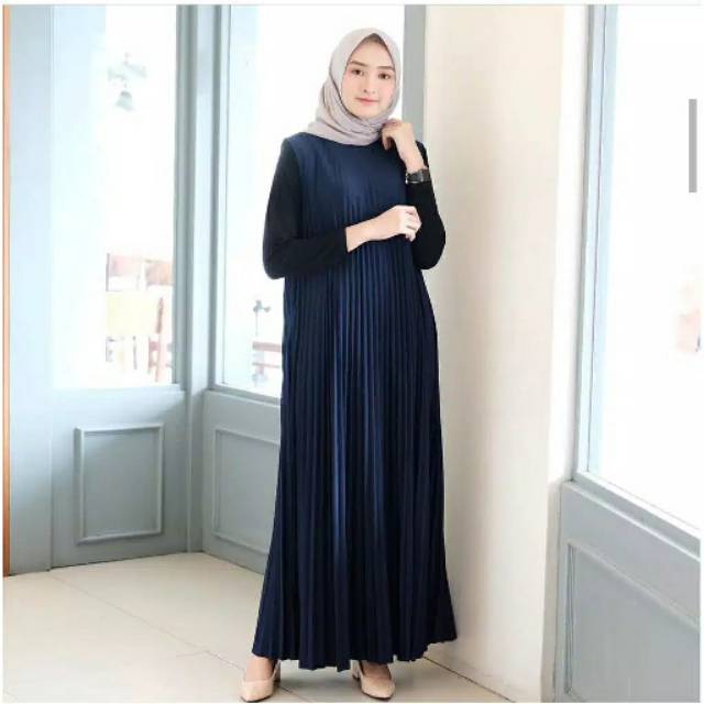 long dress plisket / Gamis tanpa lengan gamis plisket outer plisket