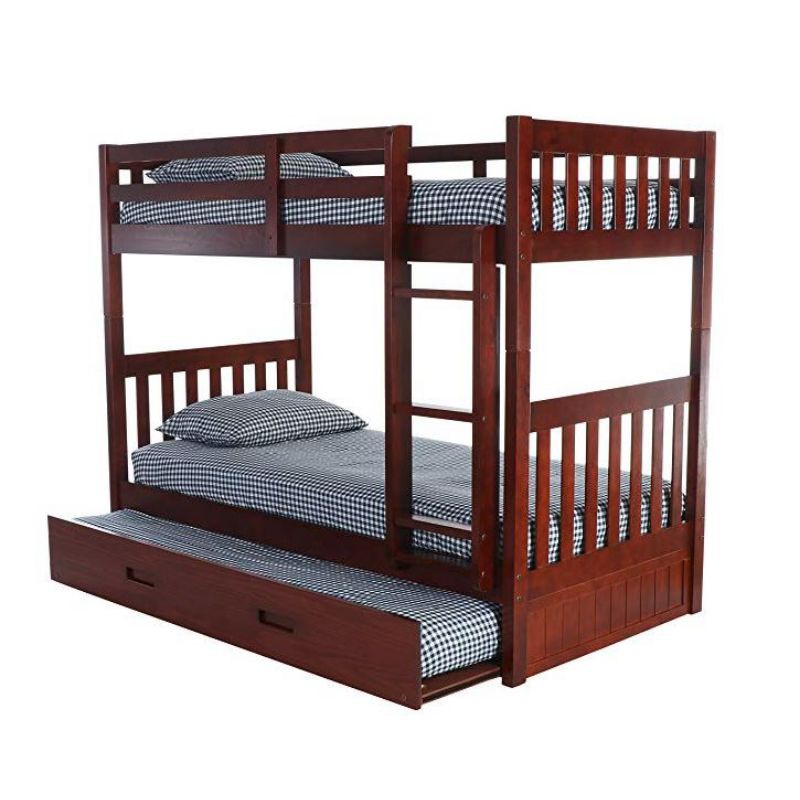 dipan 3 tingkat kayu jati tempat tidur kokoh 90x200 warna salak brown