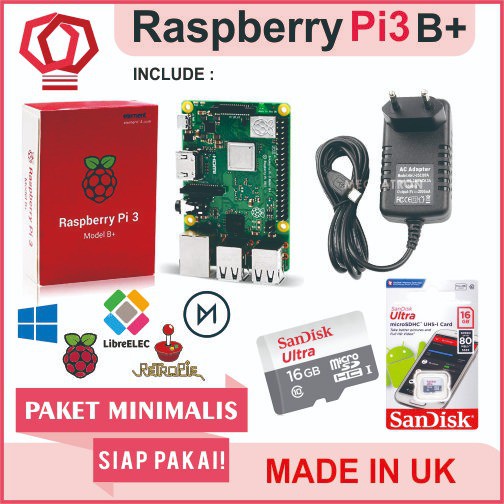 Raspberry Pi3 Pi 3 Model b+ 3b+ Plus Paket Minimal Pi3b+ Siap Pakai
