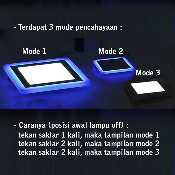 Panel LED KOTAK Ceilling Dua cahaya : ( 3W Putih + 2W Biru ) / INBOW