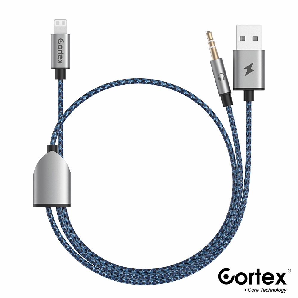 Cortex MH240 Lightning to Jack 3.5mm with USB Charging / Audio + Charger Kabel 1.2Meter