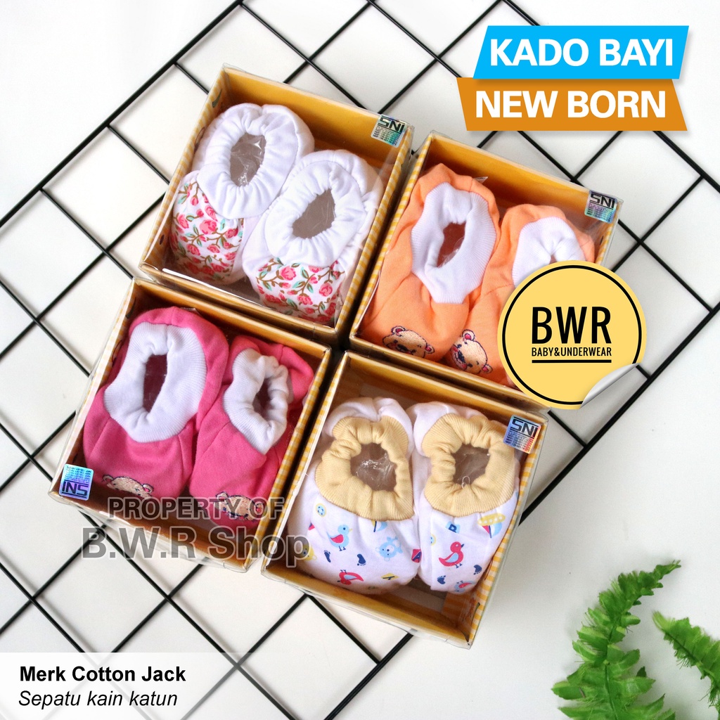 Hadiah / Kado Bayi Newborn 0-6 Bulan | Sepatu Bayi Cotton Jack Kain Motif Lucu || Bwr IX