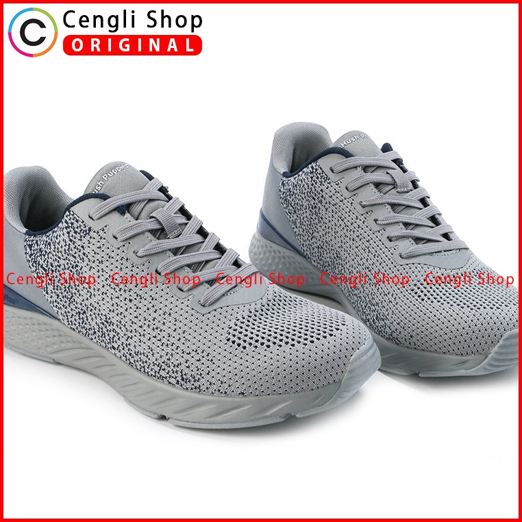 SEPATU SNEAKER PRIA HUSH PUPPIES ORIGINAL CASUAL KETS ABU-ABU HM016