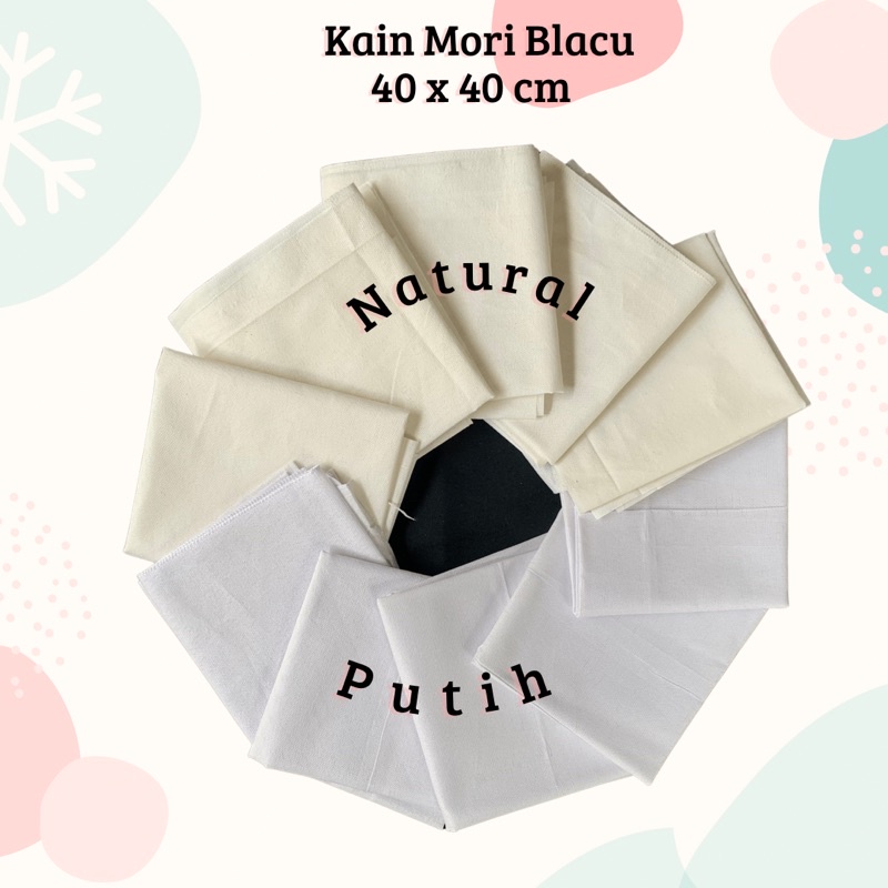 [PUTIH] Kain Mori  Blacu PUTIH  40 x 40 cm - Media Sulam , Media Membatik, Kerajinan Tangan