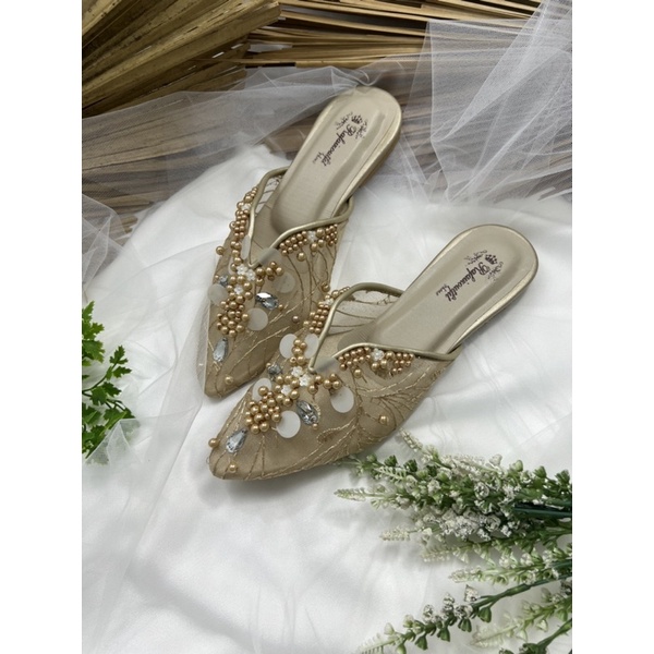 RAFAIZOutfit sepatu ruby gold flatshoes tnpa hak