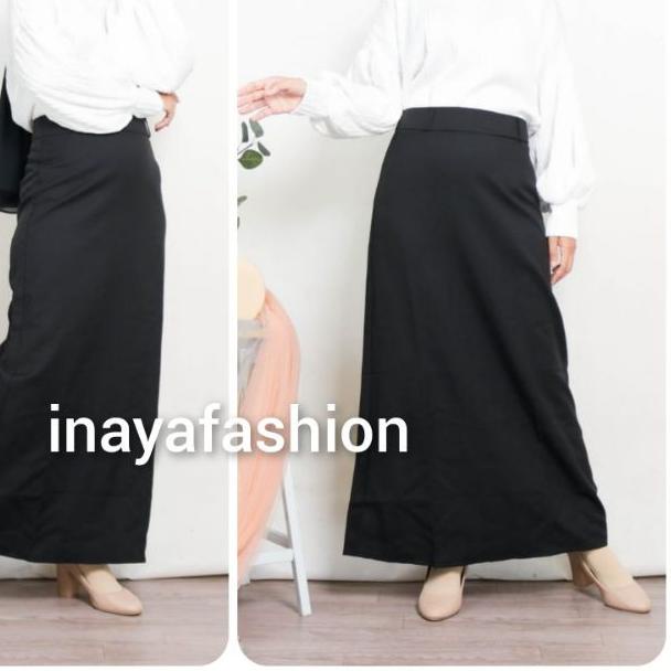 ➥ Rok Kerja Panjang Hitam Rok A Line Bahan Formal Kantor / Rok Panjang Wanita Hitam Polos ✮