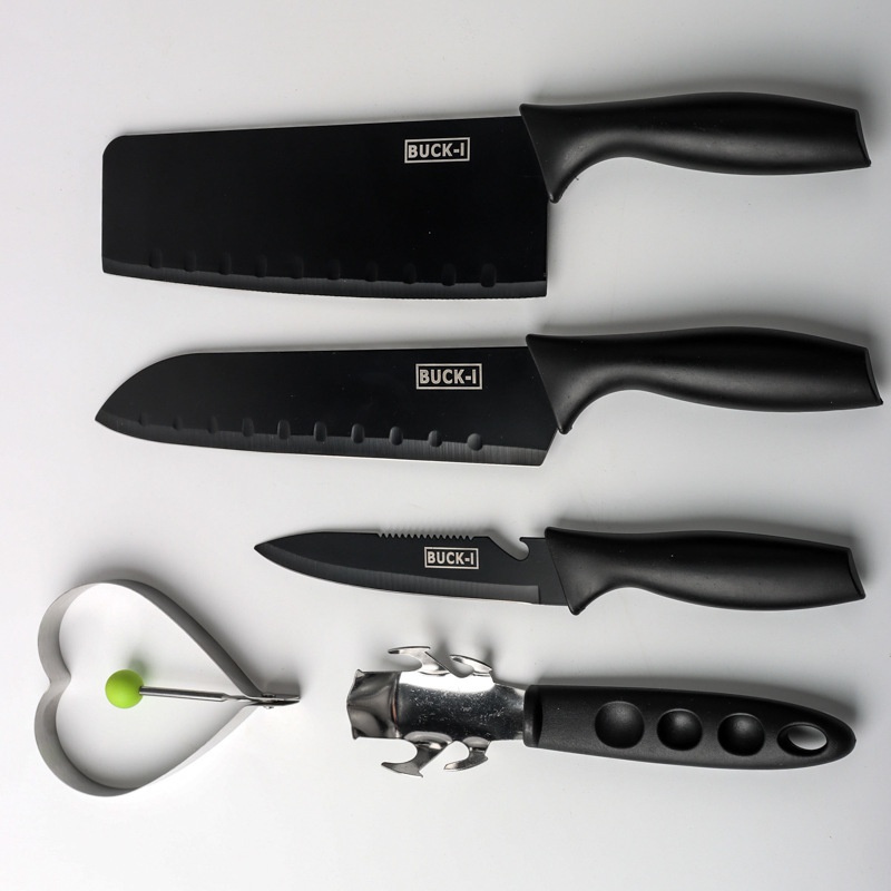 Set Pisau Dapur 5 Pcs Black Kitchen Knive Set Black Marble 5 Pcs/set Pisau Anti Lengket