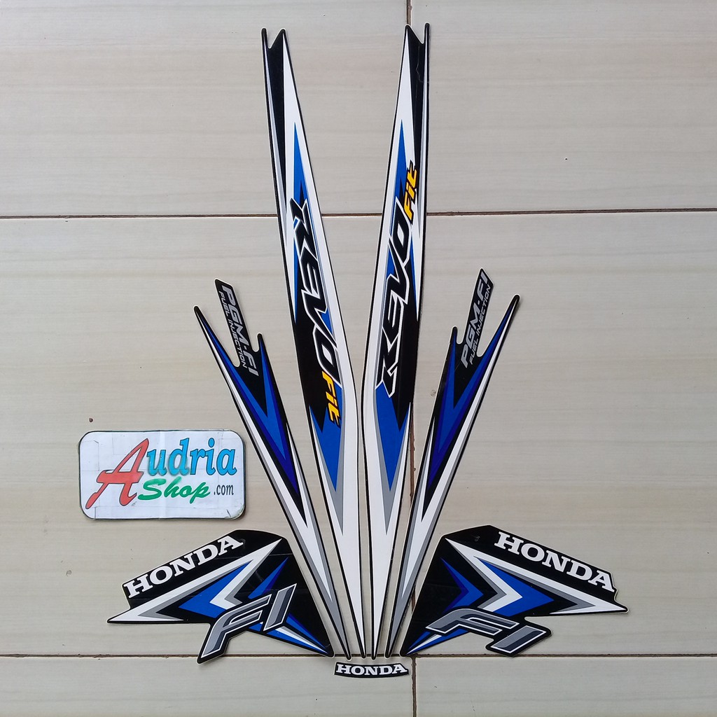 Jual Stiker Striping Motor Honda Revo Fit Fi 15 Full Hitam Biru Indonesia Shopee Indonesia