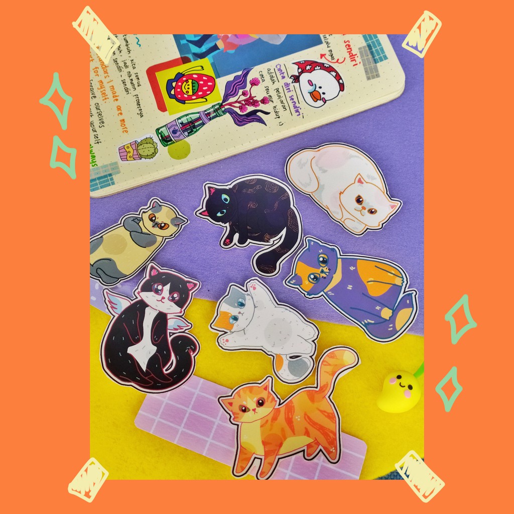 

Sparkledmelo Stickersheet: Cat (Stiker Jurnal, Stiker Laptop,dll)