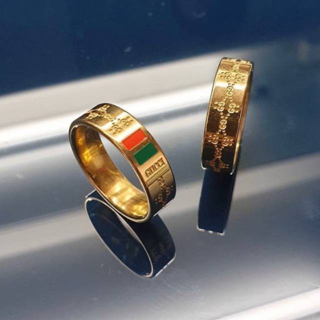 cincin titanium guci silver dan gold branded sedang trend cnt002 bisa untuk pasangan (harga satuan)