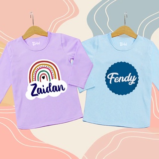 Kaos Anak Lengan Tangan Panjang Nama Tulisan Baju Custom laki laki Perempuan Banyak Warna dan Ukuran