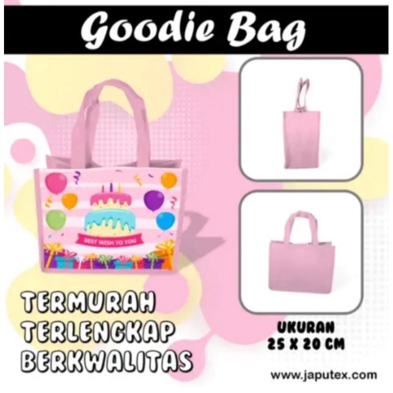 

tas goodie bag, goodie bag ulang tahun happy birthday dan melodi ukuran 25*20*12