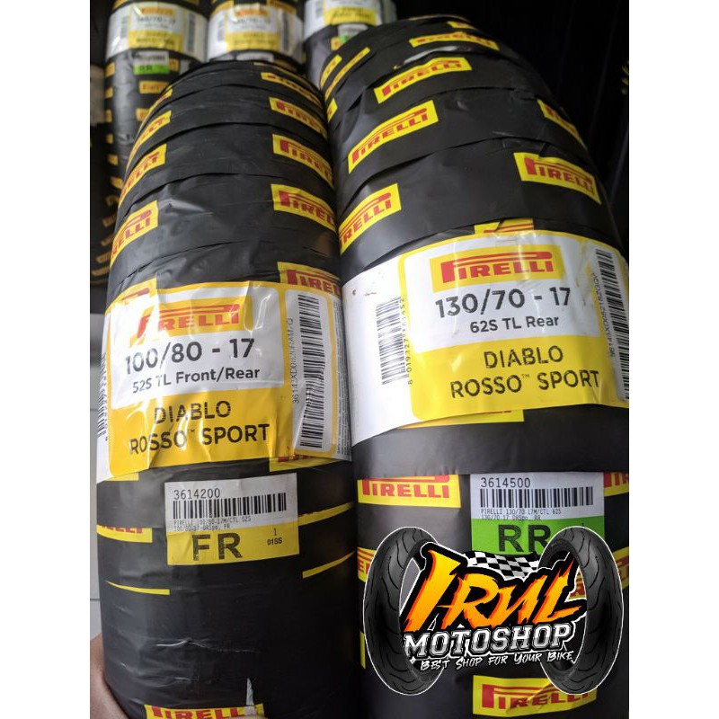 Paket Ban Tubeless Pirelli Diablo Rosso Sport 100/80 dan 130/70 Ring 17 For New Cb150R, Voxion, GSX