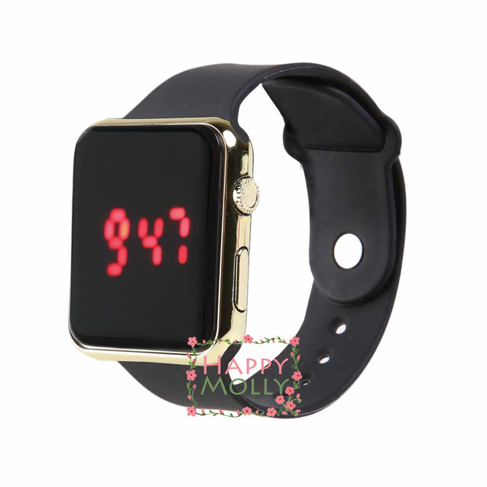 LED Watch [ Black Gold ] Jam Tangan Digital Pria &amp; Wanita - Strap Rubber