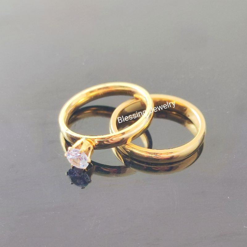 Cincin Couple Nikah Cincin Tunangan Free Box Cincin Pria dan Wanita