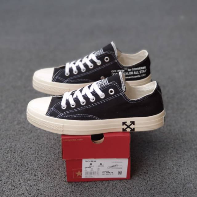OBRAL SEPATU SNEAKERS 70S X OFF WHITE LOW BLACK WHITE CHUCK TAYLOR SOL GLOSSY 38-44-4