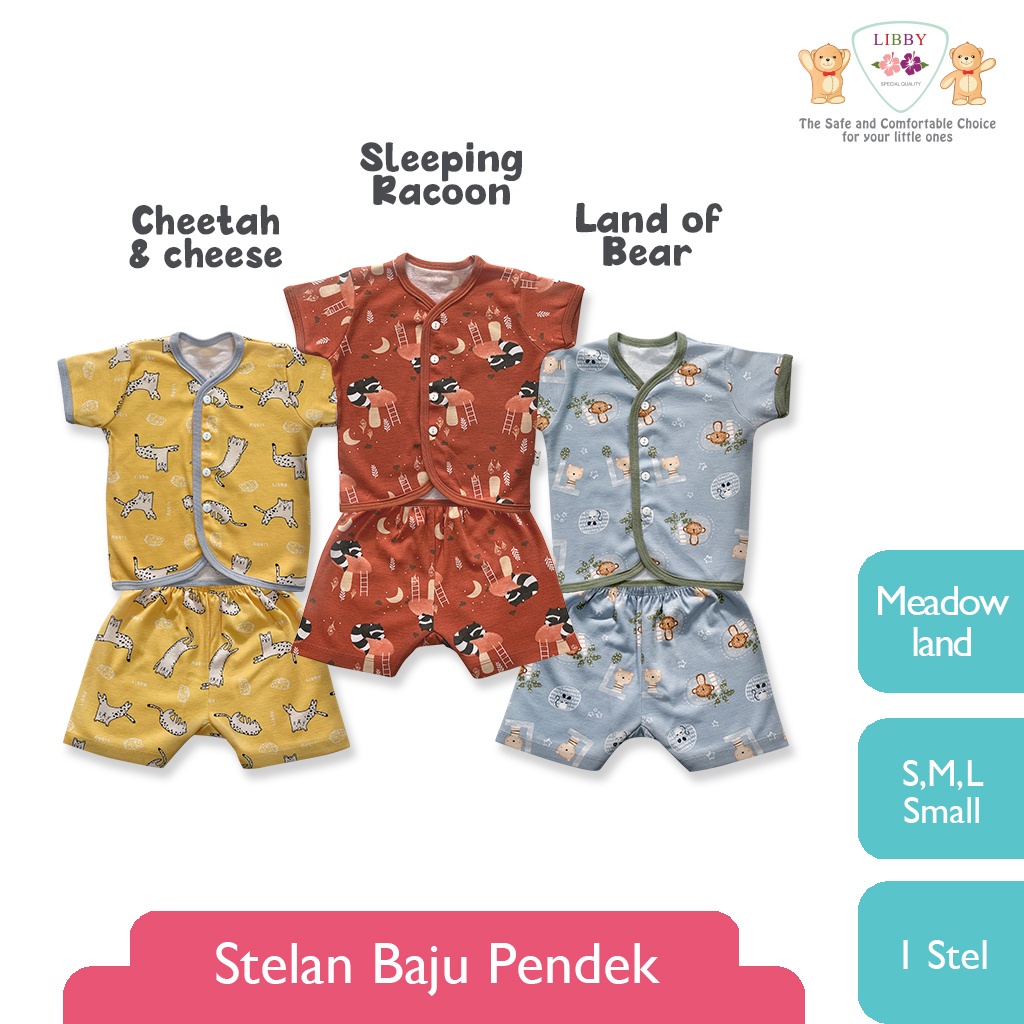 Baju Bayi Setelan Pendek Anak Perempuan Laki Laki Set Libby Meadow Land (1 stel)