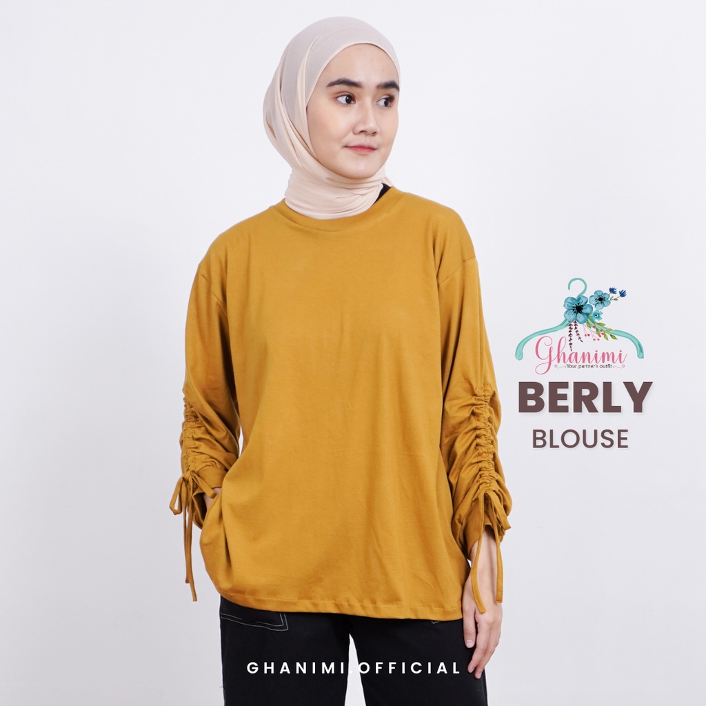 Ghanimi - Berly Blouse / Blus Katun Combed Polos tangan serut wudhu friendly / blus daily murah / blus korean style simple