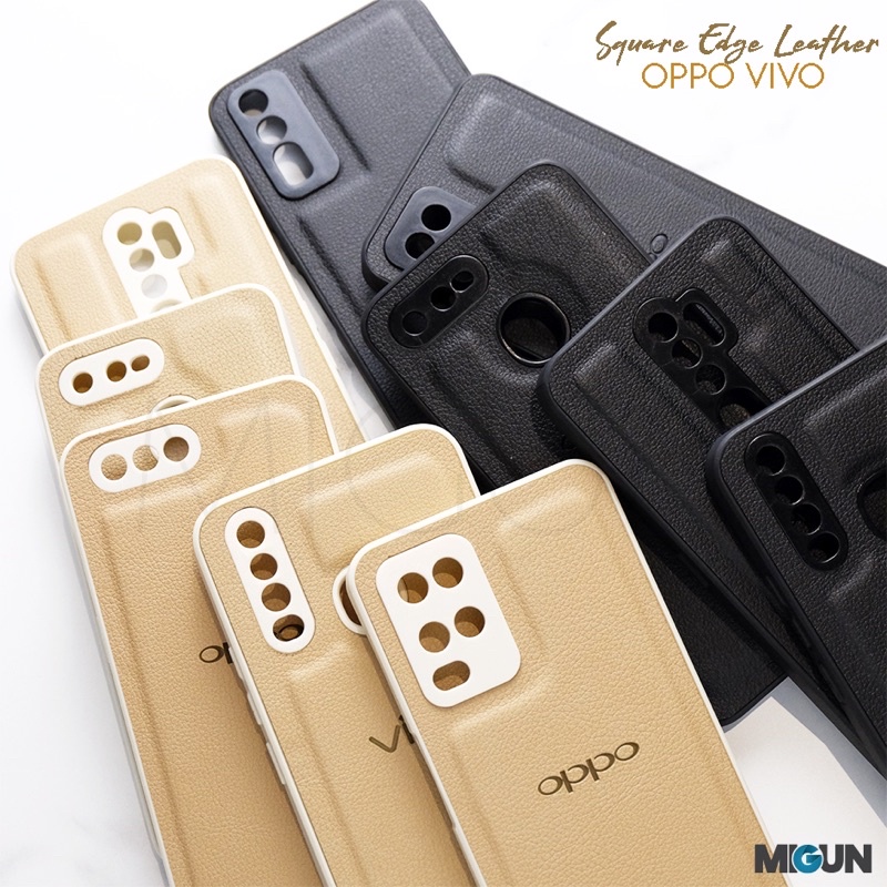 Leather Square Edge for OPPO REALME VIVO A12 A5S A11K A7 A53 A54 A15 A16 A1K C2 C12 C15 C20 C11 Y15 Y17 Y12 Y20 Y12i A74 A95 Y30 Y50 Y91 Y93 Y95 Y91C Y30 Y50