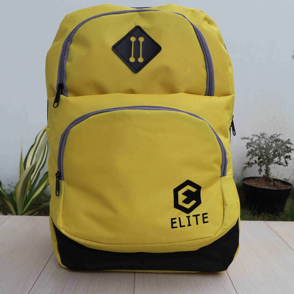 Jual Tas Ransel Distro Merk Elite Terbaru Warna kuning Bagus Raincover Murah