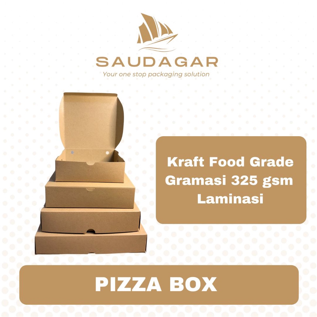 Box Kotak Pizza Ukuran 16x16x5 cm Bahan Kraft Laminasi Gramasi 325 gsm