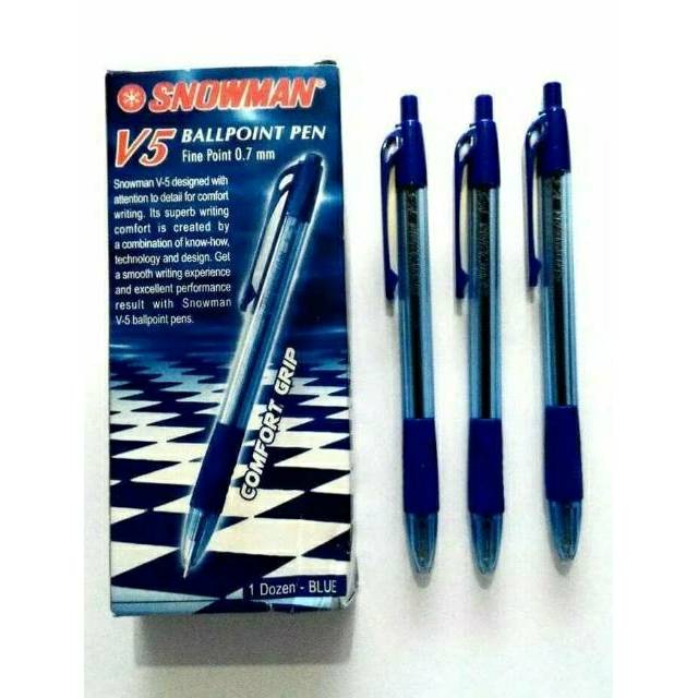 

Pulpen Snowman V5 0.7 Merah Biru Hitam