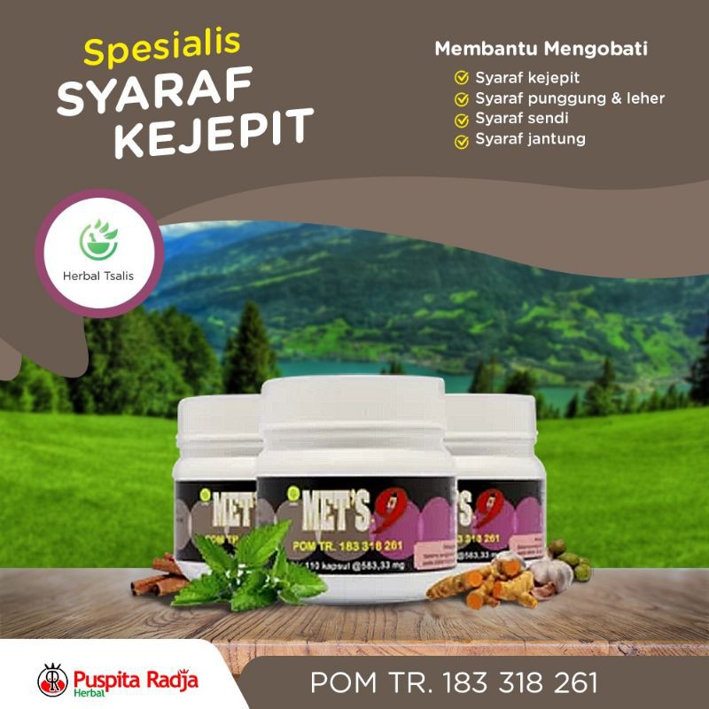 Mets 9 Obat Syaraf Kejepit Isi 110 Kapsul Puspita Radja Herbal Hasan Sabila Official