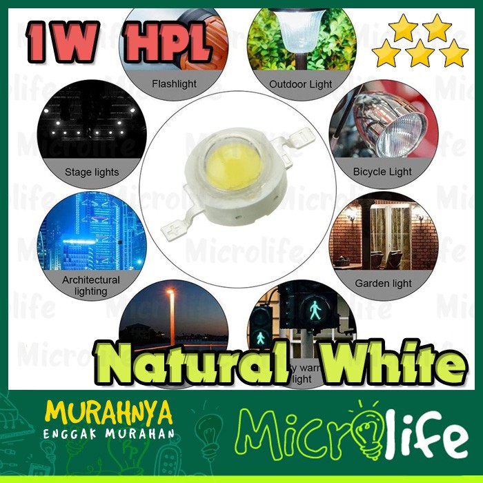 1 Watt Natural White 4000 - 4500 K 3.2v 33 mil Putih Natural HPL