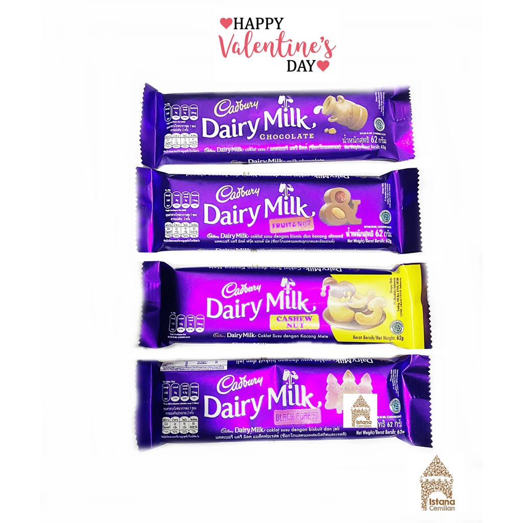 Cadbury Dairy Milk Coklat Hazelnut / Cokelat Cashew 62 Gram