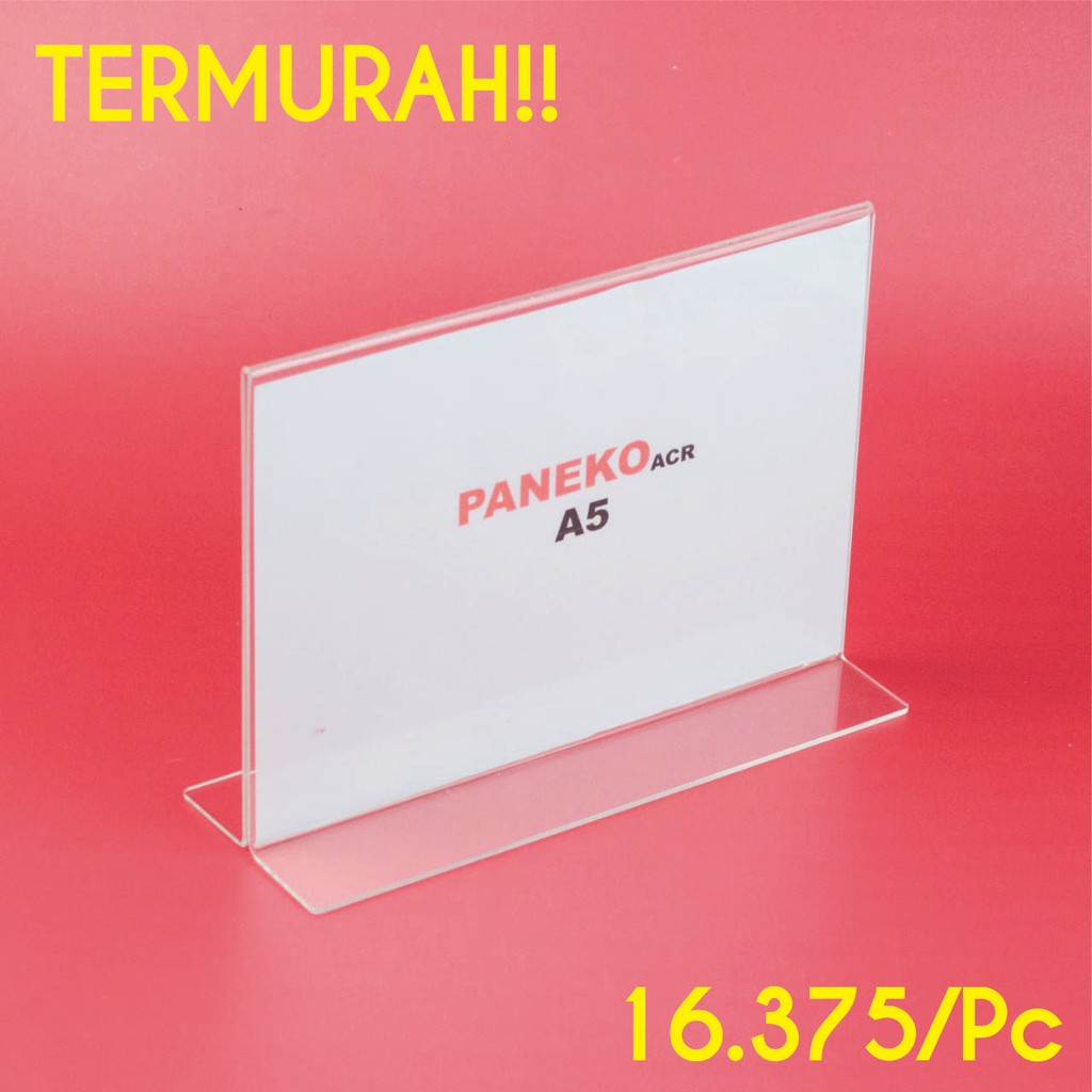 

Tent Card Tegak Akrilik/Acrylic Tempat Brosur A5 Landscape 8 Pcs TERMURAH