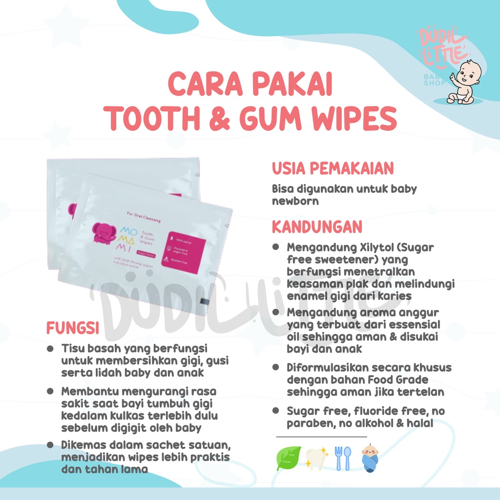 MoMaMi Tooth &amp; Gum TISU Basah Untuk Membersihkan Gigi Bayi