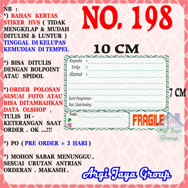 

Stiker HVS - Stiker Pengiriman - Sticker Alamat Olshop Murah Nomer 198-10x7cm
