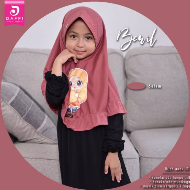 JILBAB KIDS / JILBAB ANAK LED ORI DAFFI BERIL / JILBAB LOL LED+MUSIK