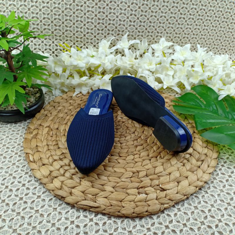 GRAVICI - Sepatu Slip On Mules Wanita Bahan Rajut Import NR 07