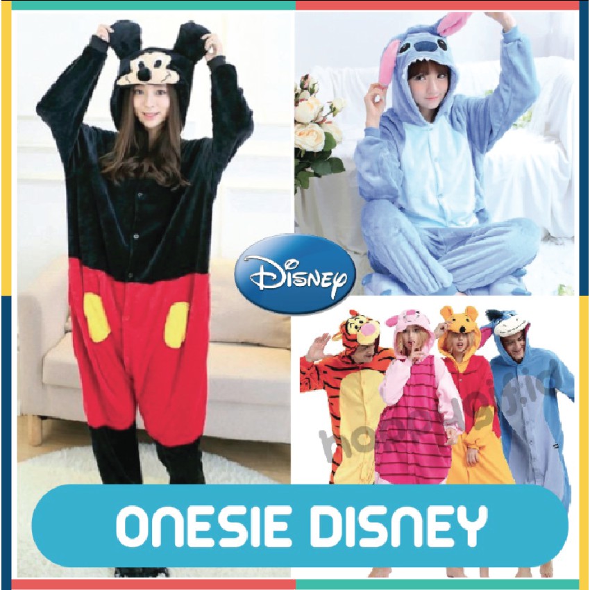 ONESIE PIYAMA KOSTUM DISNEY DEWASA MICKEY STITCH WINNIE EEYORE TIGGER PIGLET