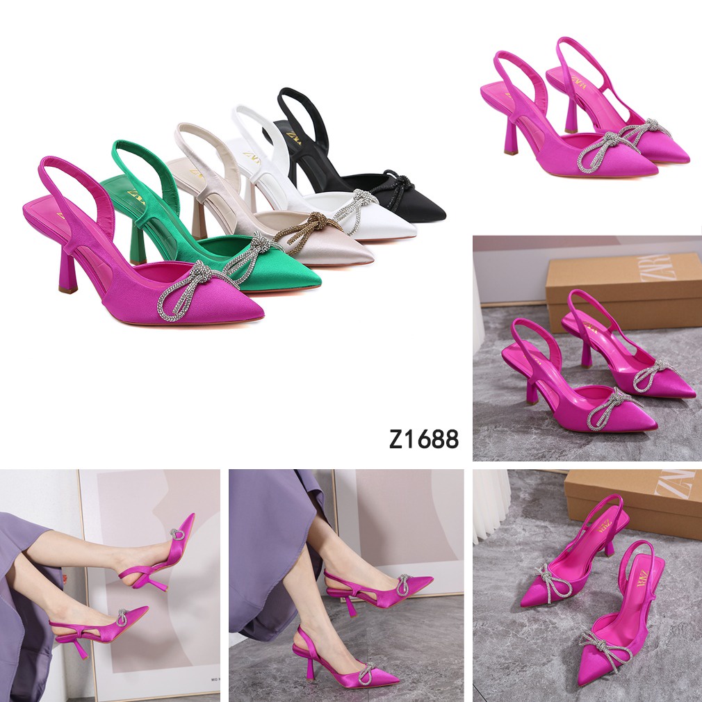 ZR Satin High Heels Pointed Sandals Z1688