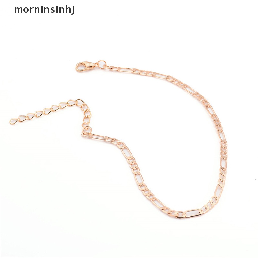 Mornin 1pc Gelang Kaki Rantai Lapis Emas / Silver Untuk Wanita