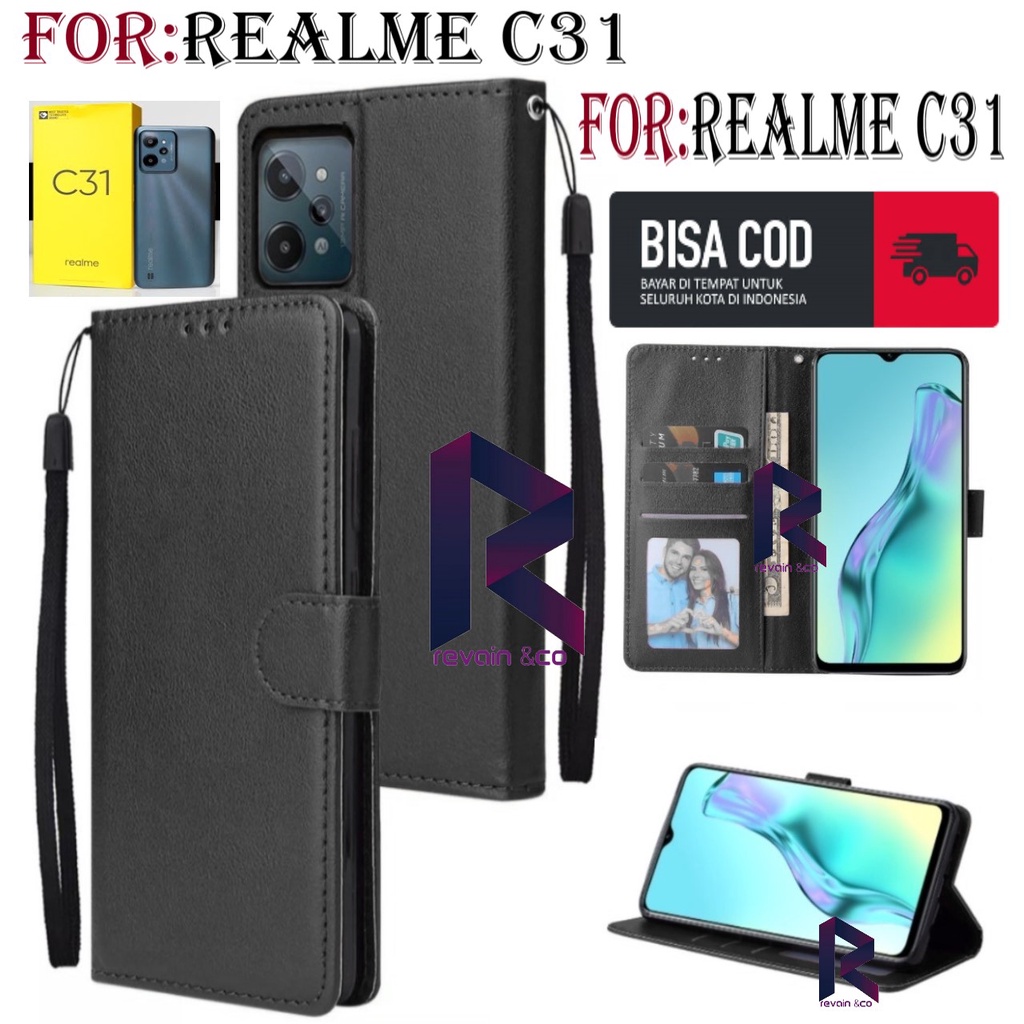 NEW REALME C31 FLIP COVER CASE DOMPET CASING FLIP WALLET LEATHER KULIT PREMIUM SARUNG BUKA TUTUP FLIP CASE REALME C31 TERBARU