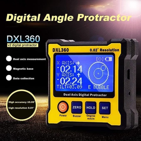 

Ready Stock Digital Protractor DXL360 Angle Finder Inclinometer Level DXL-360 Axis