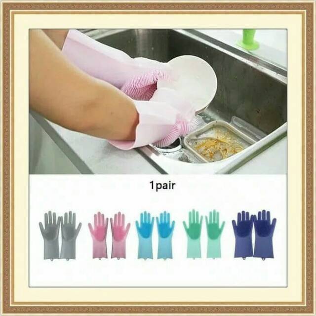 MAGIC SILICONE GLOVE SARUNG TANGAN CUCI PIRING SILIKON GLOVE 100% AMAN