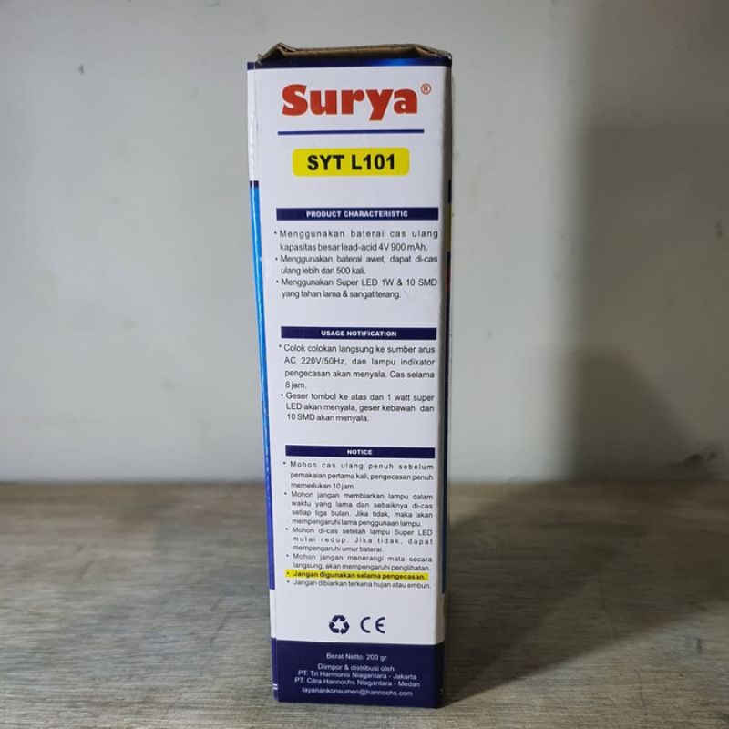 Lampu duduk Lampu Emergency Surya SYT L101