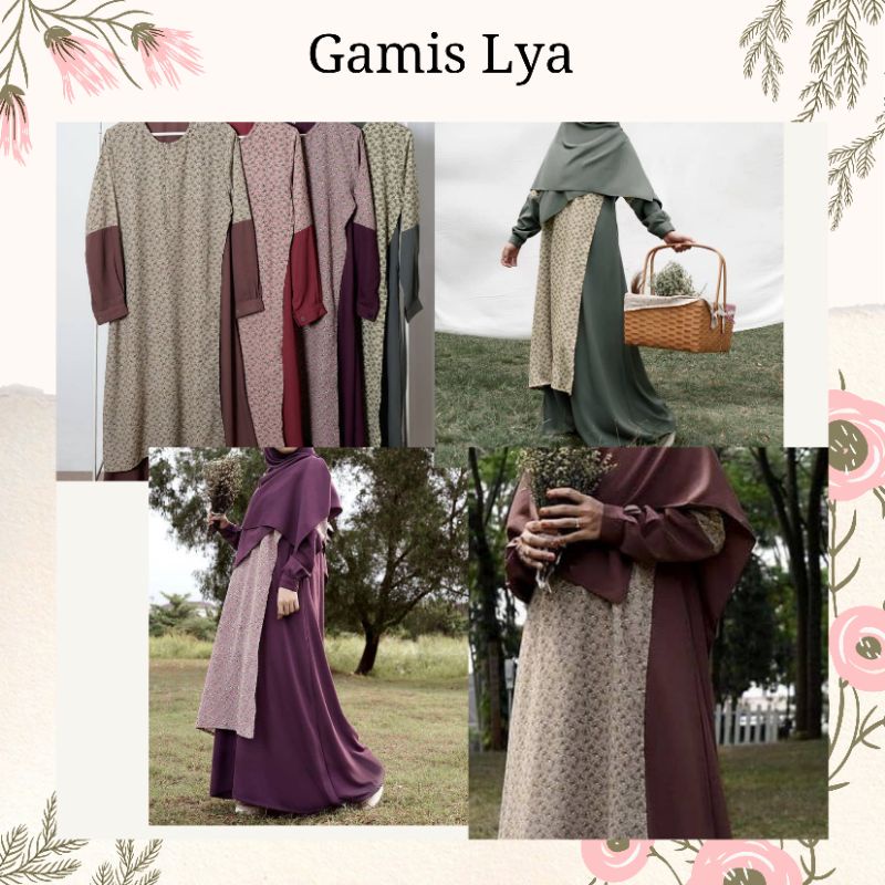 New Gamis Lya By Hijab Alila Gamis syar'i motif bunga terbaru limited