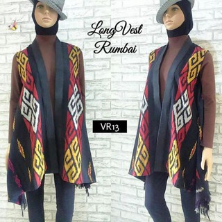 Readyseller Tenun Long Vest Rumbai Ethnic Cardigan  Batik  