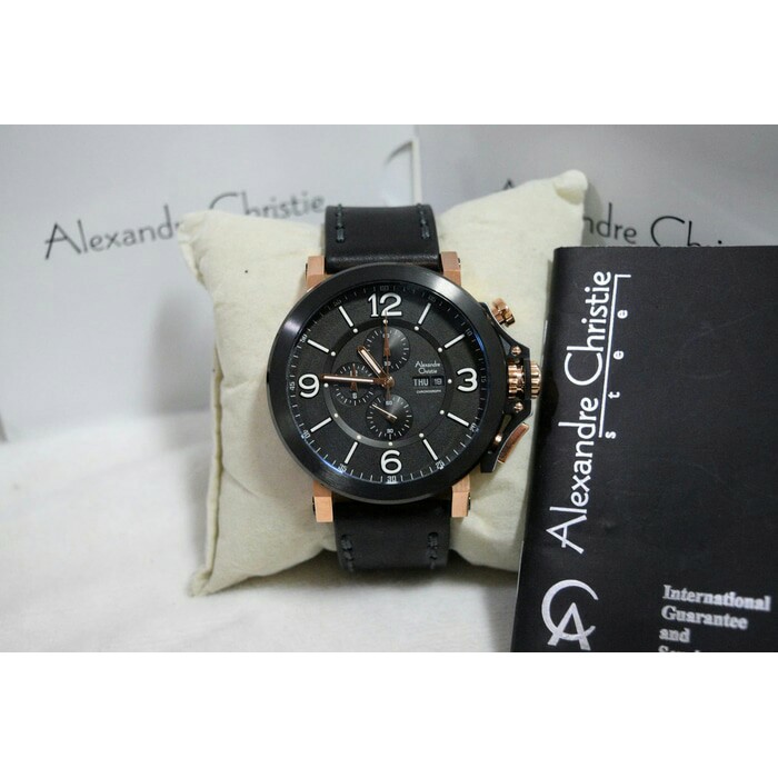 Alexandre Christie 6281 ORIGINAL Pria Blackrosegold Leather Black