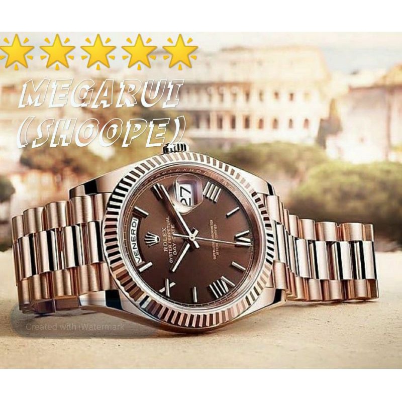 JAM TANGAN ROLEX DAY DATE AUTOMETIC 40MM ROSEGOLD BROWN SUPER PREMIUM AAA